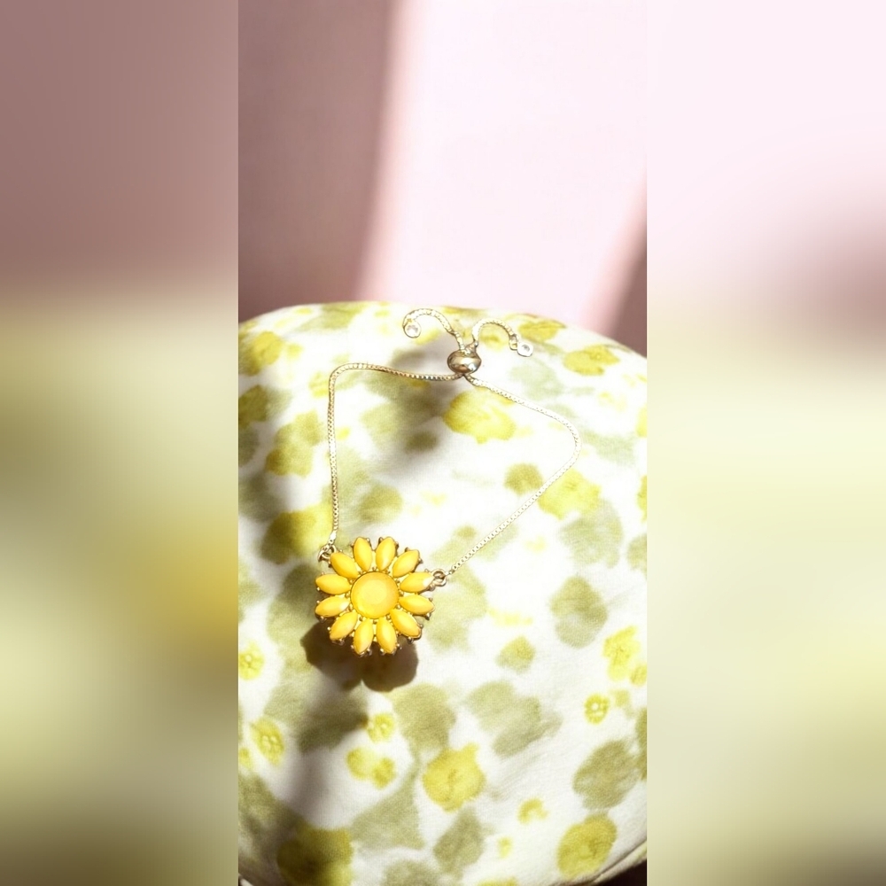 Vintage Recycled Yellow Flower Bracelet